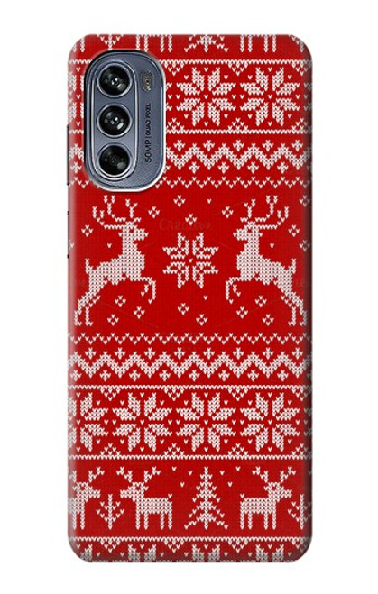 S2835 Christmas Reindeer Knitted Pattern Case For Motorola Moto G62 5G