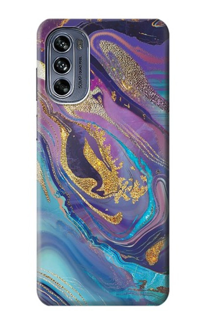 S3676 Colorful Abstract Marble Stone Case For Motorola Moto G62 5G