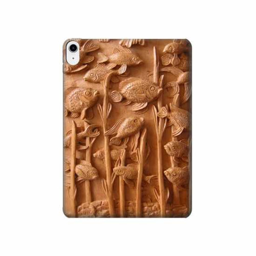 S1307 Fish Wood Carving Graphic Printed Hard Case For iPad 10.9 (2025,2022)