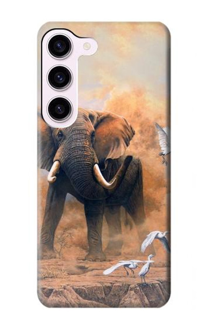 S1292 Dusty Elephant Egrets Case For Samsung Galaxy S23