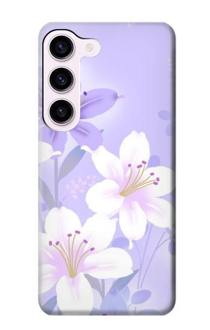 S2361 Purple White Flowers Case For Samsung Galaxy S23