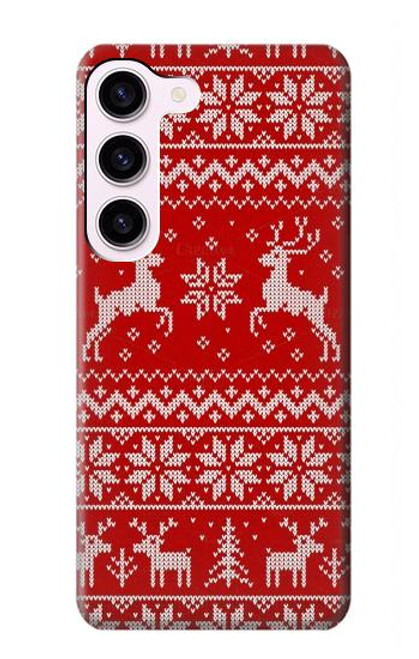 S2835 Christmas Reindeer Knitted Pattern Case For Samsung Galaxy S23