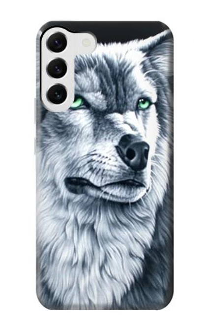 S0123 Grim White Wolf Case For Samsung Galaxy S23 Plus