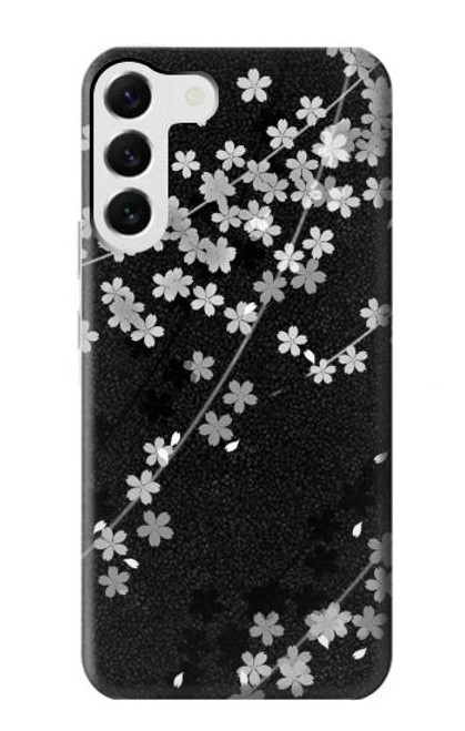 S2544 Japanese Kimono Style Black Flower Pattern Case For Samsung Galaxy S23 Plus