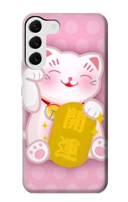 S3025 Pink Maneki Neko Lucky Cat Case For Samsung Galaxy S23 Plus