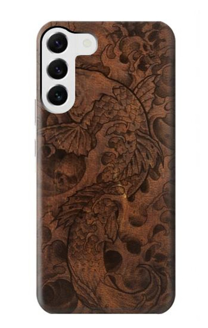 S3405 Fish Tattoo Leather Graphic Print Case For Samsung Galaxy S23 Plus