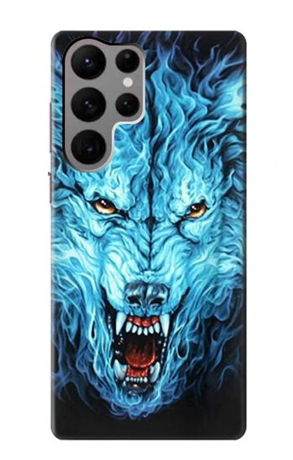 S0752 Blue Fire Grim Wolf Case For Samsung Galaxy S23 Ultra