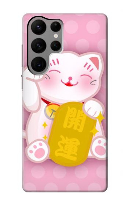 S3025 Pink Maneki Neko Lucky Cat Case For Samsung Galaxy S23 Ultra