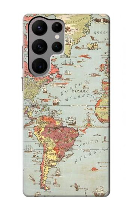 S3418 Vintage World Map Case For Samsung Galaxy S23 Ultra