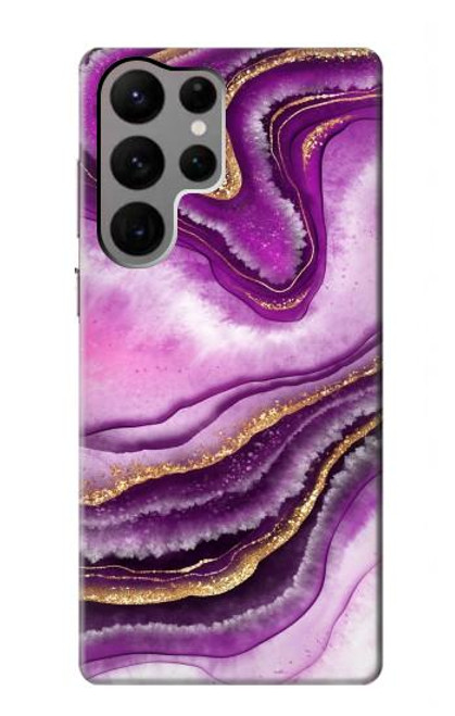 S3896 Purple Marble Gold Streaks Case For Samsung Galaxy S23 Ultra