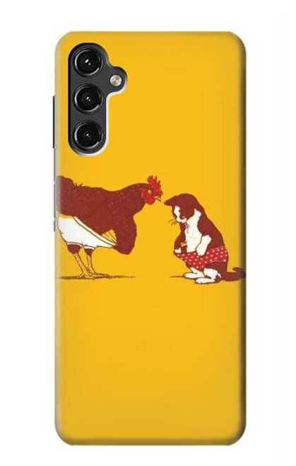 S1093 Rooster and Cat Joke Case For Samsung Galaxy A14 5G