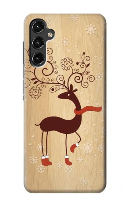 S3081 Wooden Raindeer Graphic Printed Case For Samsung Galaxy A14 5G