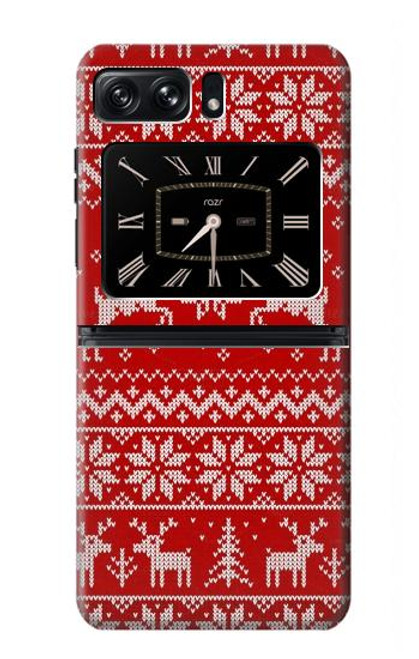 S2835 Christmas Reindeer Knitted Pattern Case For Motorola Moto Razr 2022