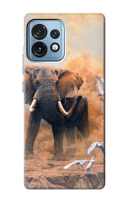 S1292 Dusty Elephant Egrets Case For Motorola Edge+ (2023), X40, X40 Pro, Edge 40 Pro