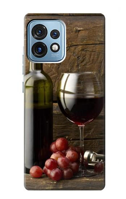 S1316 Grapes Bottle and Glass of Red Wine Case For Motorola Edge+ (2023), X40, X40 Pro, Edge 40 Pro