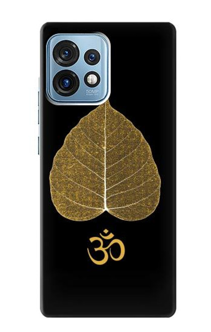 S2331 Gold Leaf Buddhist Om Symbol Case For Motorola Edge+ (2023), X40, X40 Pro, Edge 40 Pro