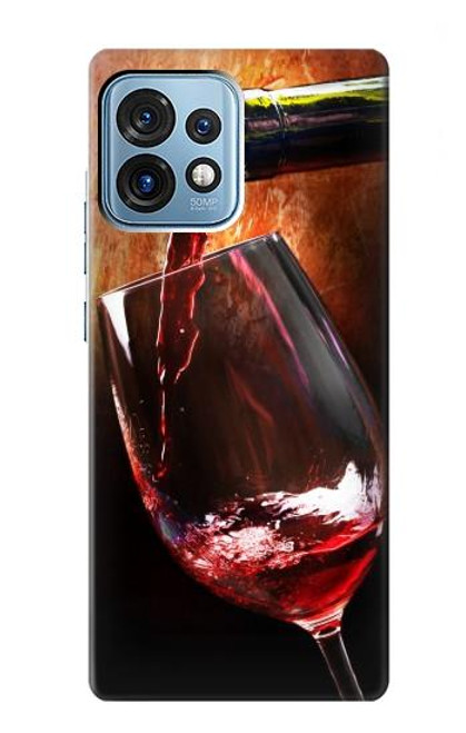 S2396 Red Wine Bottle And Glass Case For Motorola Edge+ (2023), X40, X40 Pro, Edge 40 Pro
