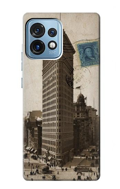 S2832 New York 1903 Flatiron Building Postcard Case For Motorola Edge+ (2023), X40, X40 Pro, Edge 40 Pro