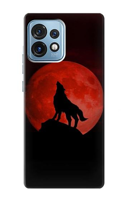 S2955 Wolf Howling Red Moon Case For Motorola Edge+ (2023), X40, X40 Pro, Edge 40 Pro