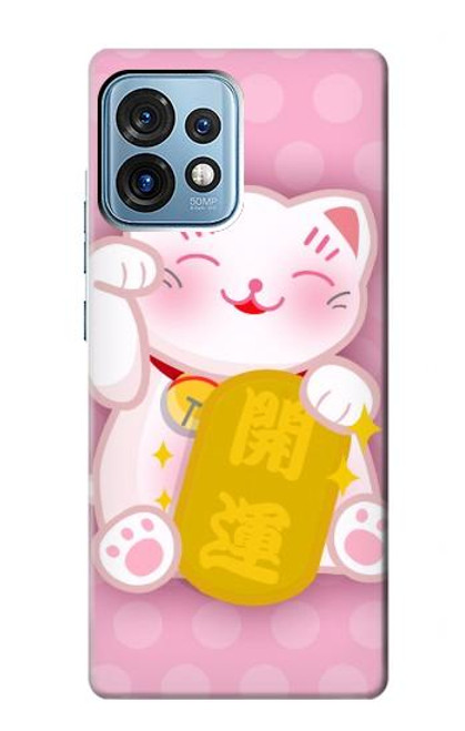S3025 Pink Maneki Neko Lucky Cat Case For Motorola Edge+ (2023), X40, X40 Pro, Edge 40 Pro