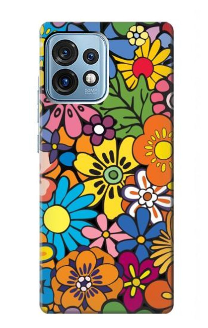 S3281 Colorful Hippie Flowers Pattern Case For Motorola Edge+ (2023), X40, X40 Pro, Edge 40 Pro