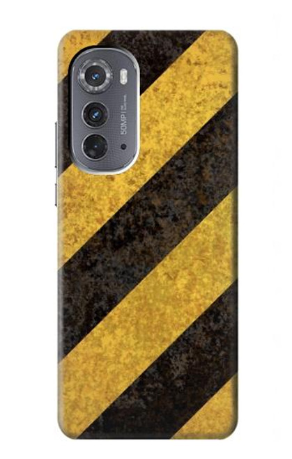 S2231 Yellow and Black Line Hazard Striped Case For Motorola Edge (2022)