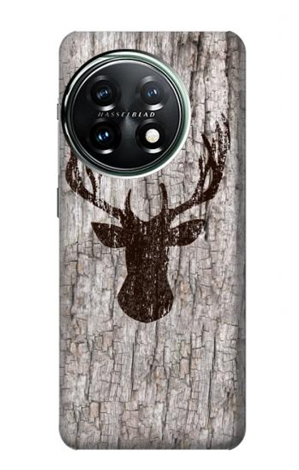 S2505 Reindeer Head Old Wood Texture Graphic Case For OnePlus 11