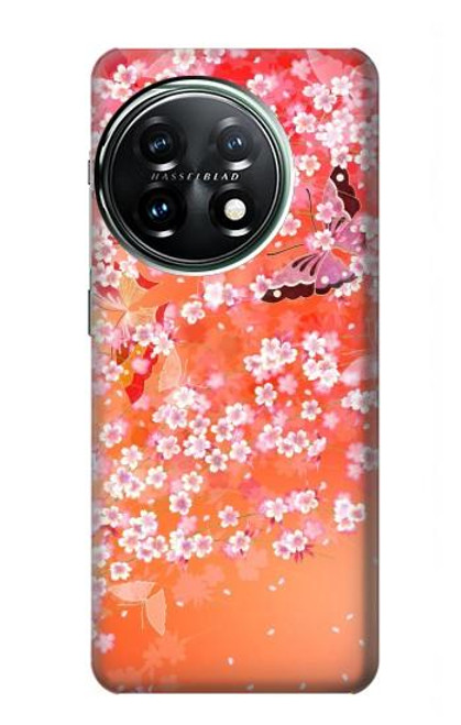 S2543 Japanese Kimono Style Flower Pattern Case For OnePlus 11