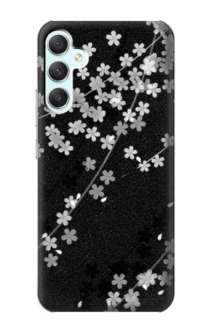 S2544 Japanese Kimono Style Black Flower Pattern Case For Samsung Galaxy A34 5G