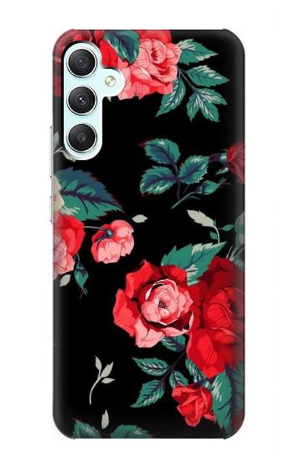 S3112 Rose Floral Pattern Black Case For Samsung Galaxy A34 5G