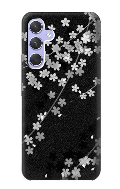 S2544 Japanese Kimono Style Black Flower Pattern Case For Samsung Galaxy A54 5G