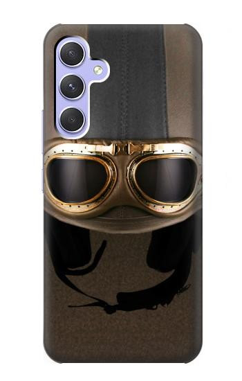 S2645 Vintage Brown Goggles Motorcycle Helmet Case For Samsung Galaxy A54 5G