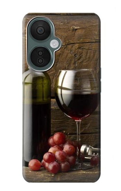 S1316 Grapes Bottle and Glass of Red Wine Case For OnePlus Nord CE 3 Lite, Nord N30 5G