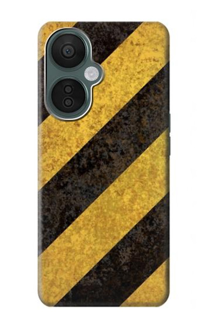 S2231 Yellow and Black Line Hazard Striped Case For OnePlus Nord CE 3 Lite, Nord N30 5G