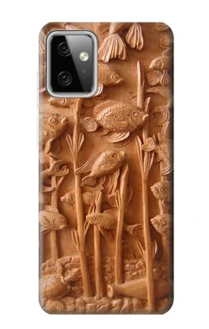 S1307 Fish Wood Carving Graphic Printed Case For Motorola Moto G Power (2023) 5G