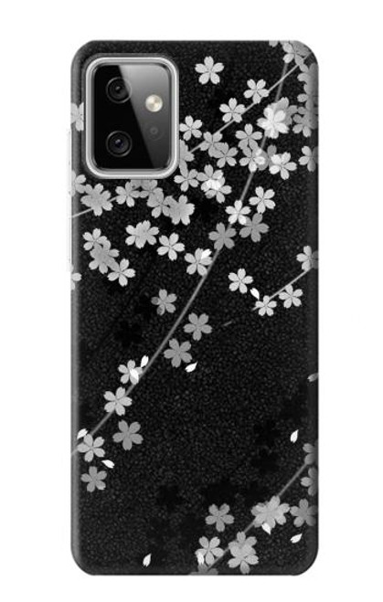 S2544 Japanese Kimono Style Black Flower Pattern Case For Motorola Moto G Power (2023) 5G