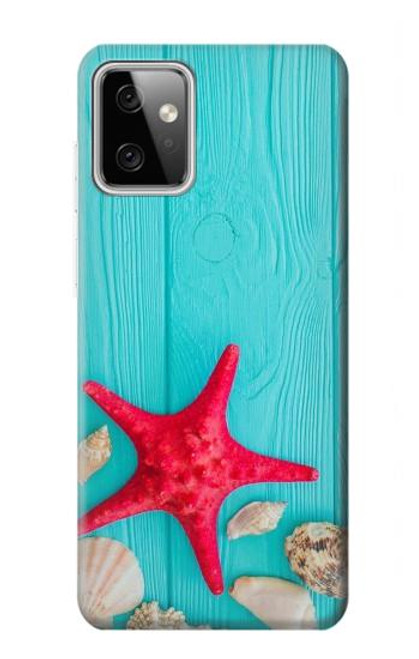 S3428 Aqua Wood Starfish Shell Case For Motorola Moto G Power (2023) 5G