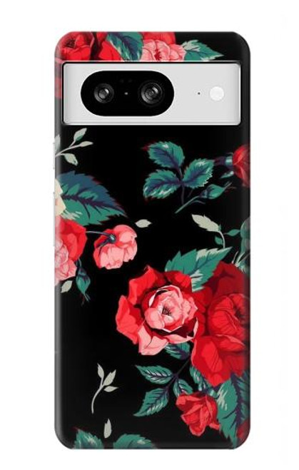 S3112 Rose Floral Pattern Black Case For Google Pixel 8