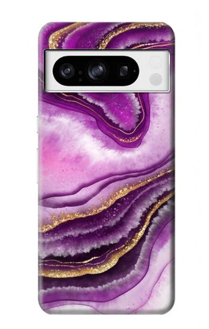 S3896 Purple Marble Gold Streaks Case For Google Pixel 8 pro