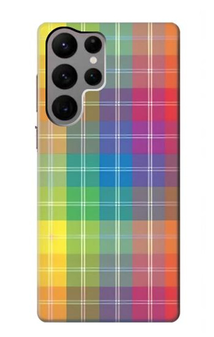 S3942 LGBTQ Rainbow Plaid Tartan Case For Samsung Galaxy S23 Ultra