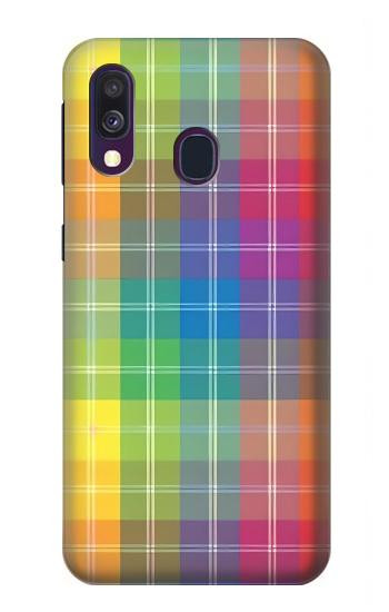 S3942 LGBTQ Rainbow Plaid Tartan Case For Samsung Galaxy A40