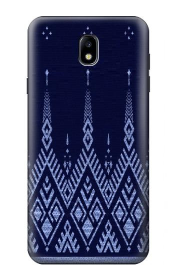 S3950 Textile Thai Blue Pattern Case For Samsung Galaxy J7 (2018), J7 Aero, J7 Top, J7 Aura, J7 Crown, J7 Refine, J7 Eon, J7 V 2nd Gen, J7 Star