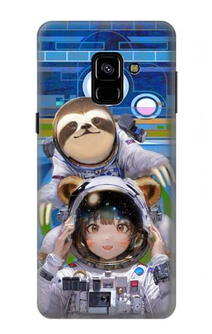 S3915 Raccoon Girl Baby Sloth Astronaut Suit Case For Samsung Galaxy A8 (2018)