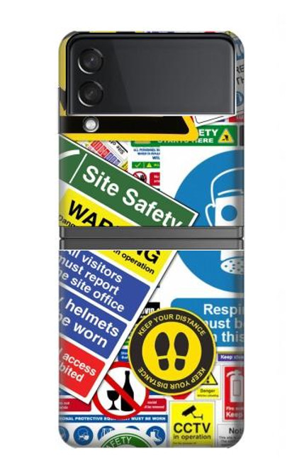 S3960 Safety Signs Sticker Collage Case For Samsung Galaxy Z Flip 4