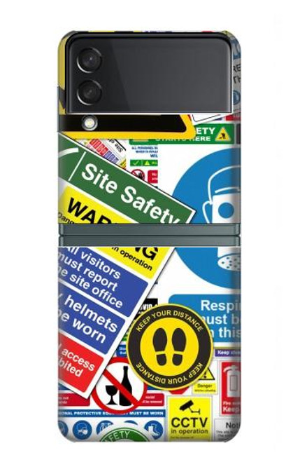 S3960 Safety Signs Sticker Collage Case For Samsung Galaxy Z Flip 3 5G