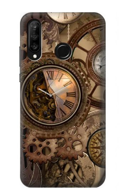 S3927 Compass Clock Gage Steampunk Case For Huawei P30 lite