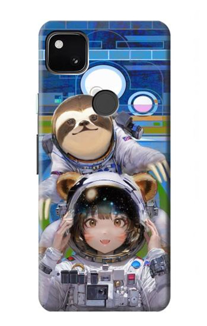 S3915 Raccoon Girl Baby Sloth Astronaut Suit Case For Google Pixel 4a