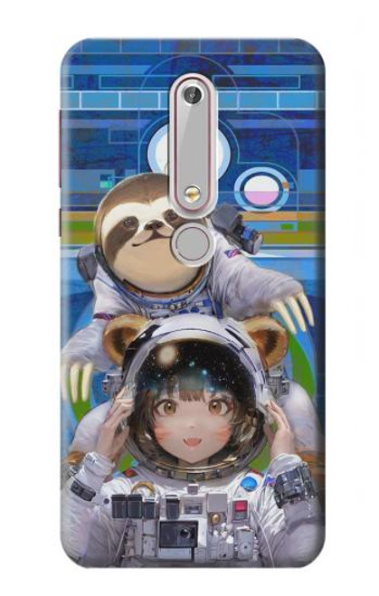 S3915 Raccoon Girl Baby Sloth Astronaut Suit Case For Nokia 6.1, Nokia 6 2018