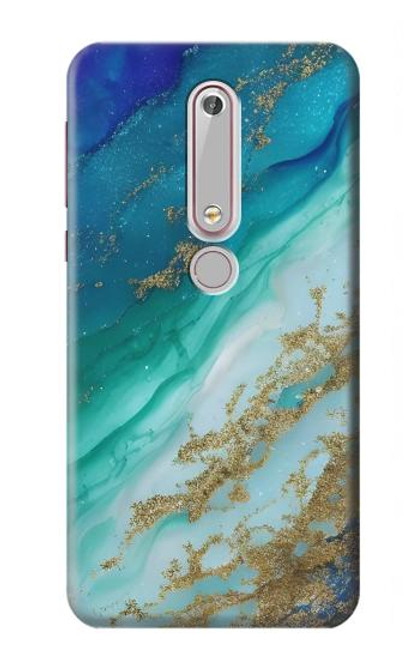 S3920 Abstract Ocean Blue Color Mixed Emerald Case For Nokia 6.1, Nokia 6 2018