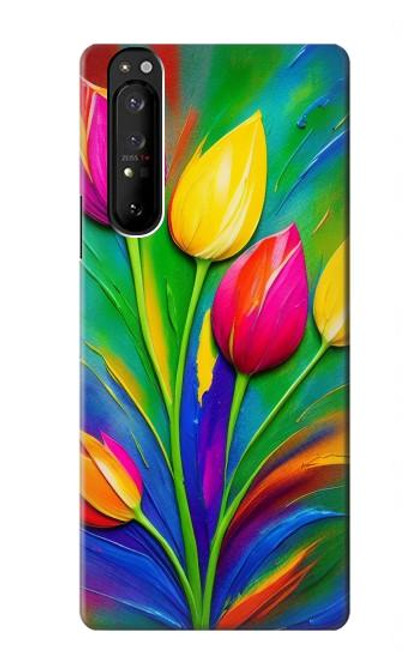 S3926 Colorful Tulip Oil Painting Case For Sony Xperia 1 III